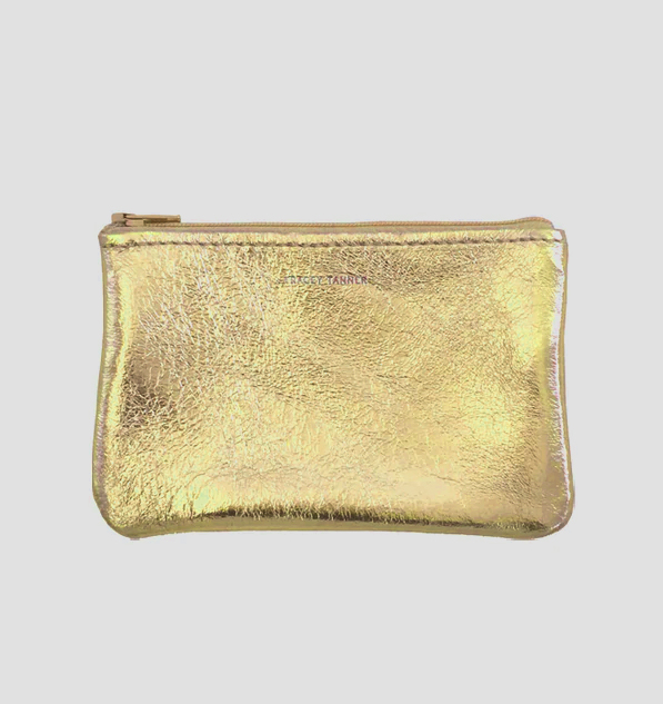 Invite.L Small Linen Gold Zipper Pouch, 03 Brick