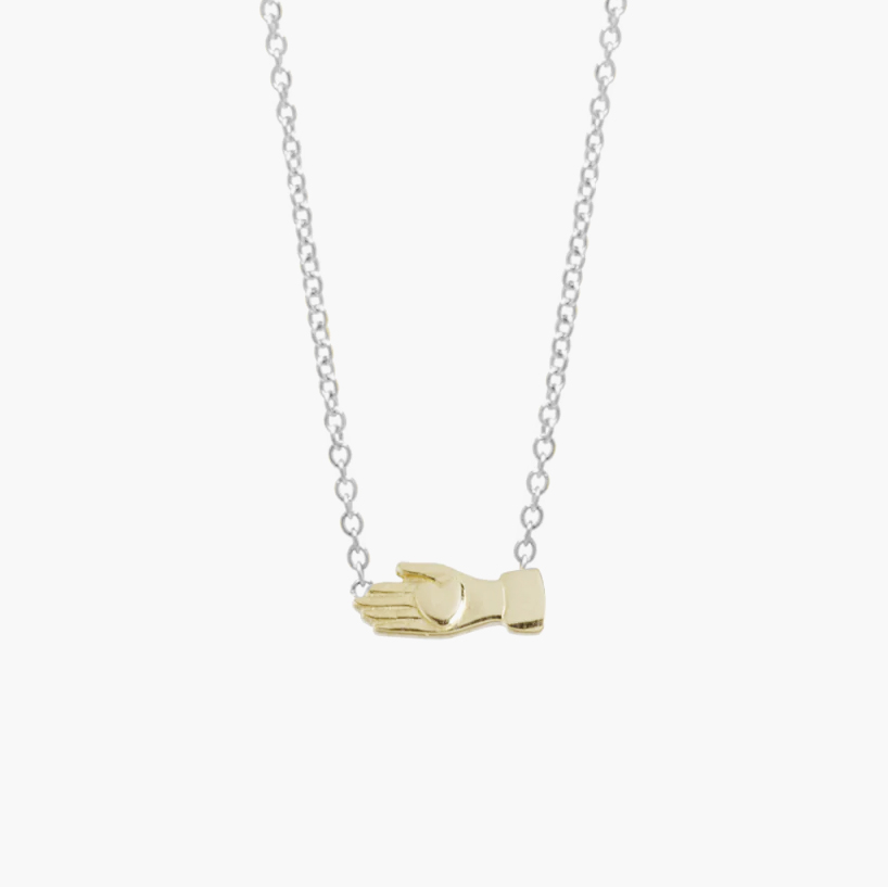 bohemian takı tasarim Gold Plated Enameled Heart Hand Necklace - Trendyol