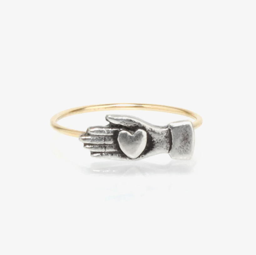 Juliette Maison Diamond Initial Heart Signet Ring 1/15 ct tw Round 10K  Yellow Gold | Jared