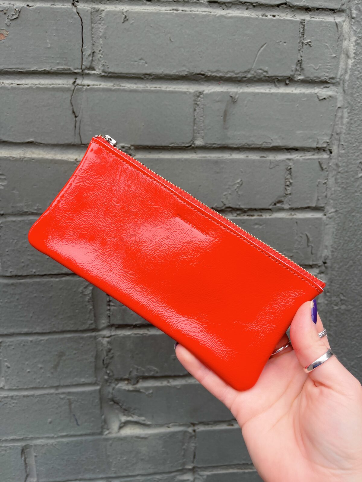 leather eyewear case | candy patent vermilion - Image 2