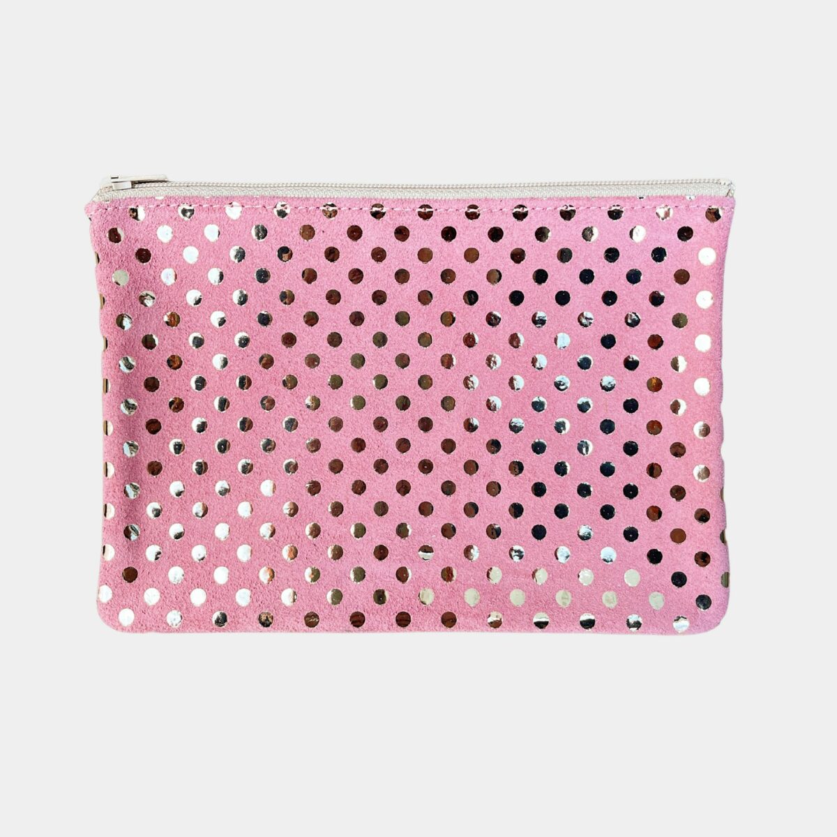 medium leather pouch | foil polkadot