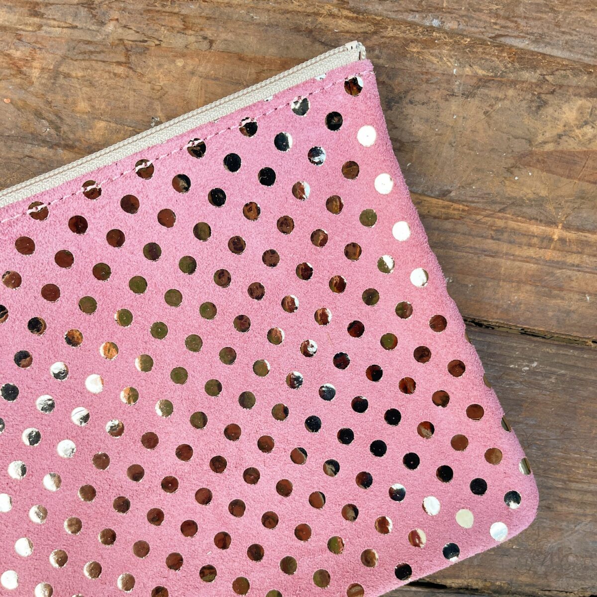 medium leather pouch | foil polkadot - Image 2