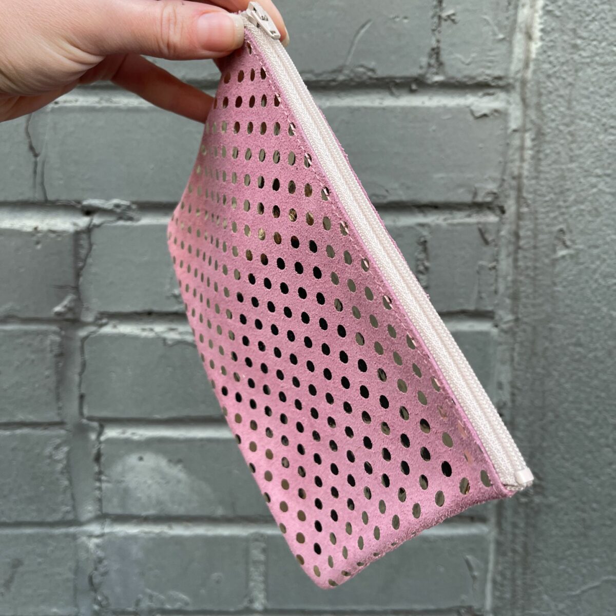 medium leather pouch | foil polkadot - Image 4