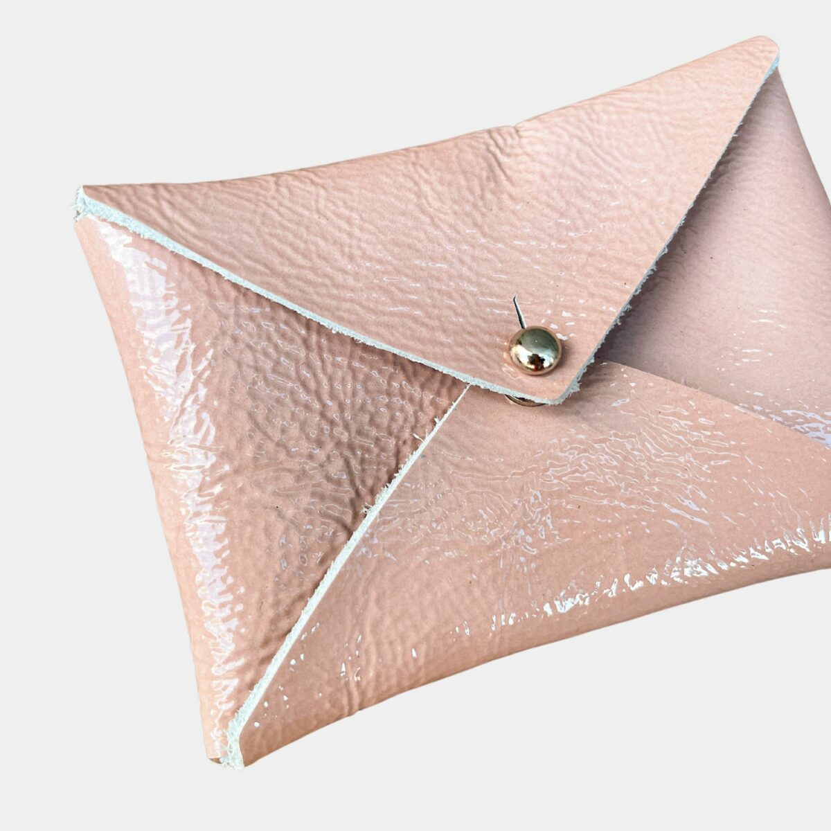 leather card wallet | candy patent nude - Image 2