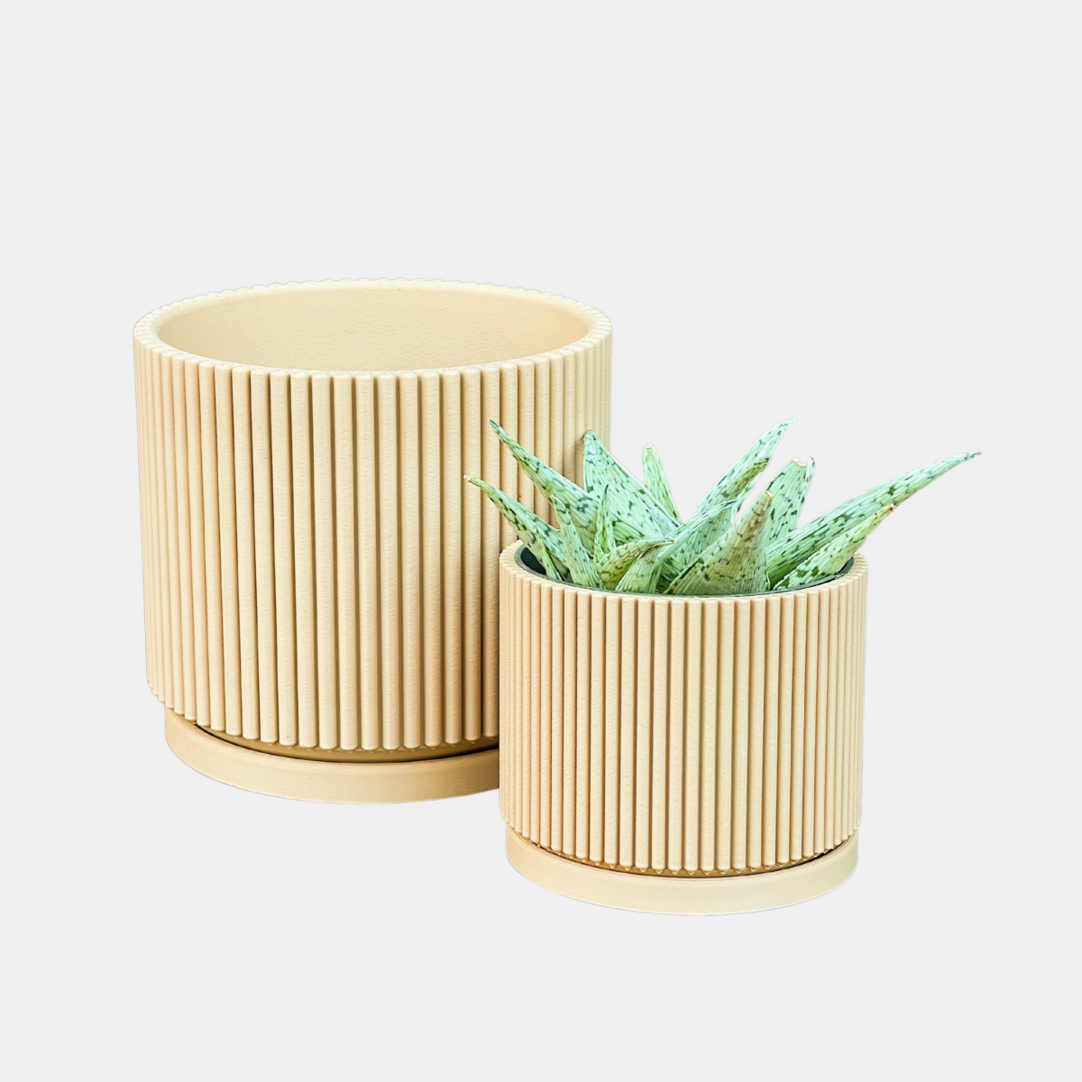 Ribbed Planter | Beige