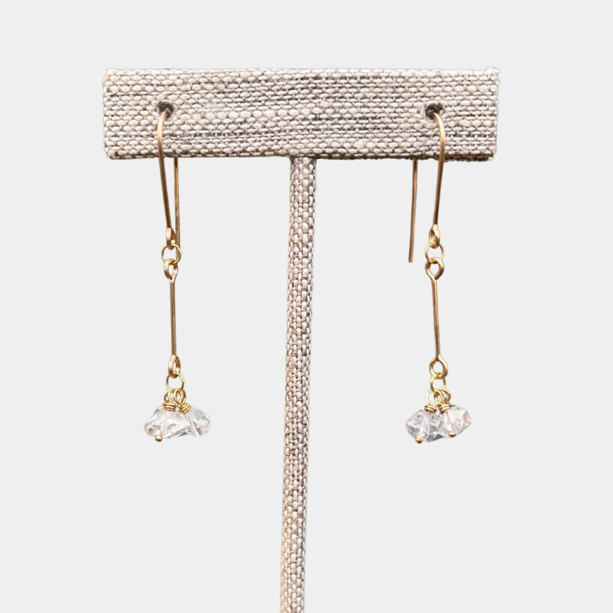 triple gem bar drop earrings