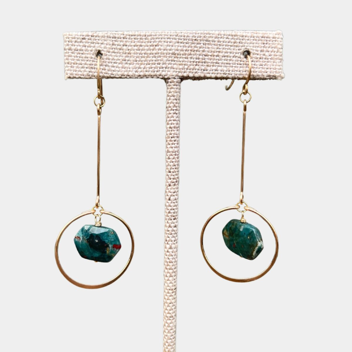 Bloodstone Circle Drop Earrings