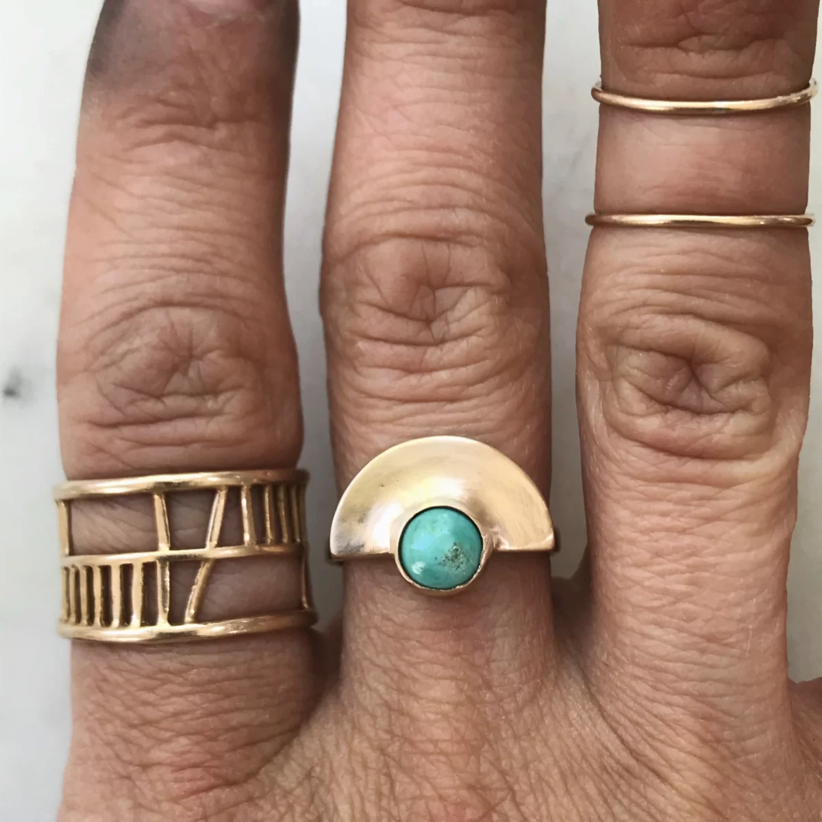 Semicircle Turquoise Ring - Image 2