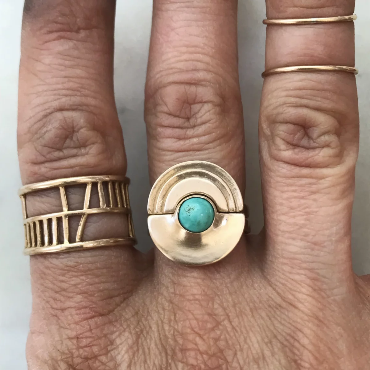 Semicircle Turquoise Ring - Image 10