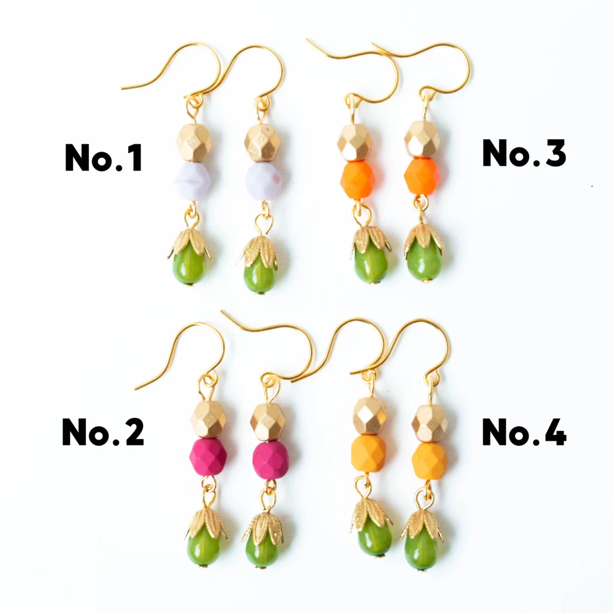 Small Colorful Beaded Earrings - Image 2