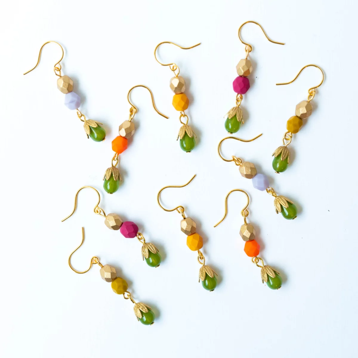 Small Colorful Beaded Earrings - Image 4